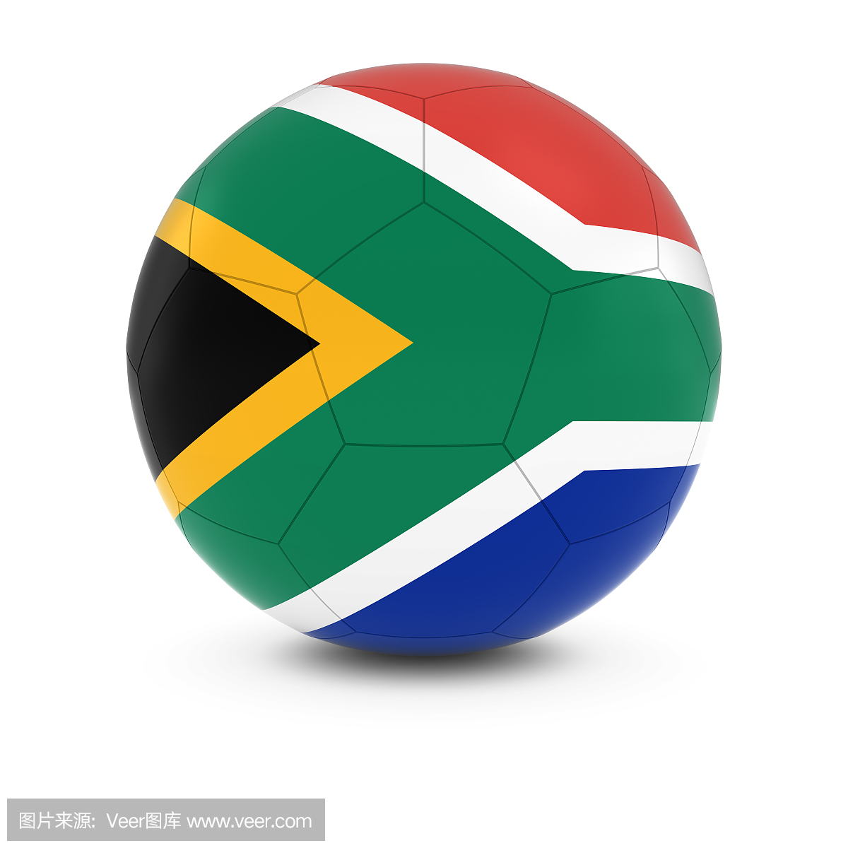 南非足球 - 南非国旗在足球上