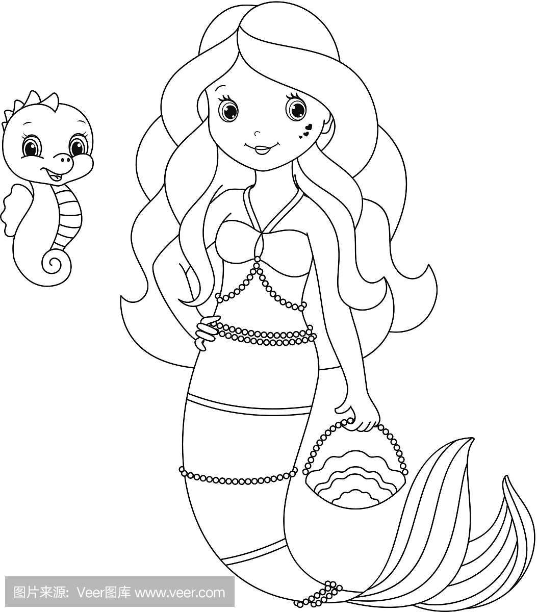 美人鱼着色页