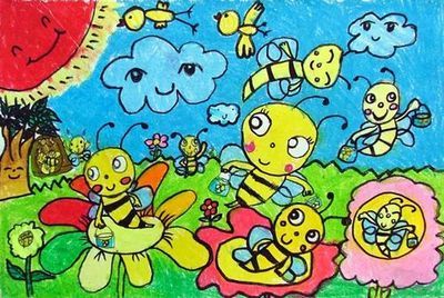 《勤劳的小蜜蜂》/少儿绘画作品/儿童画/网络美-82kb