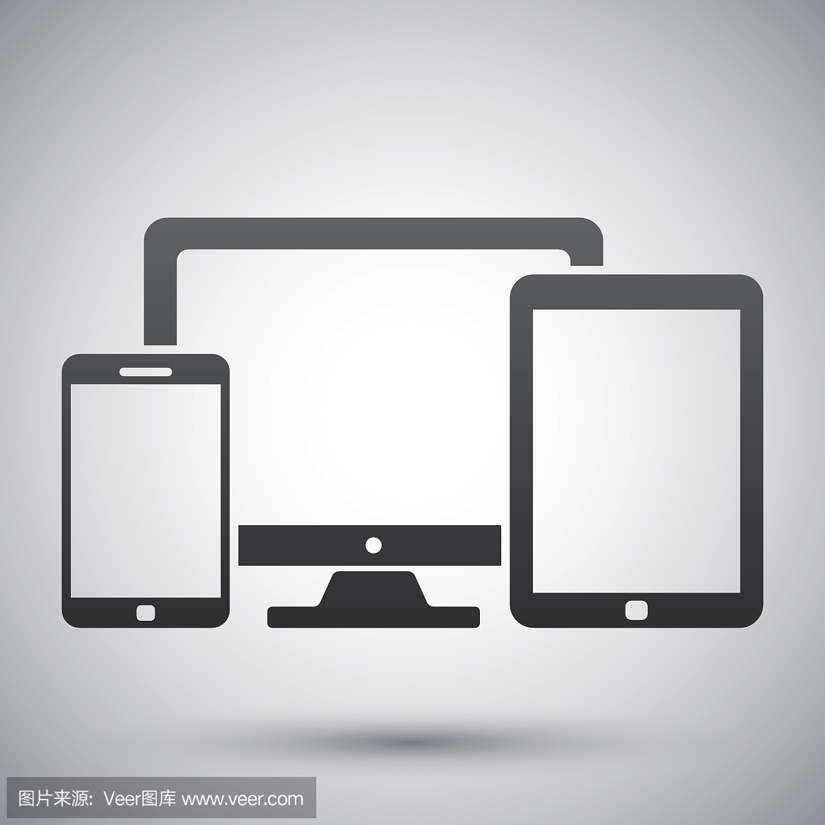 矢量智能手机,平板电脑和PC图标