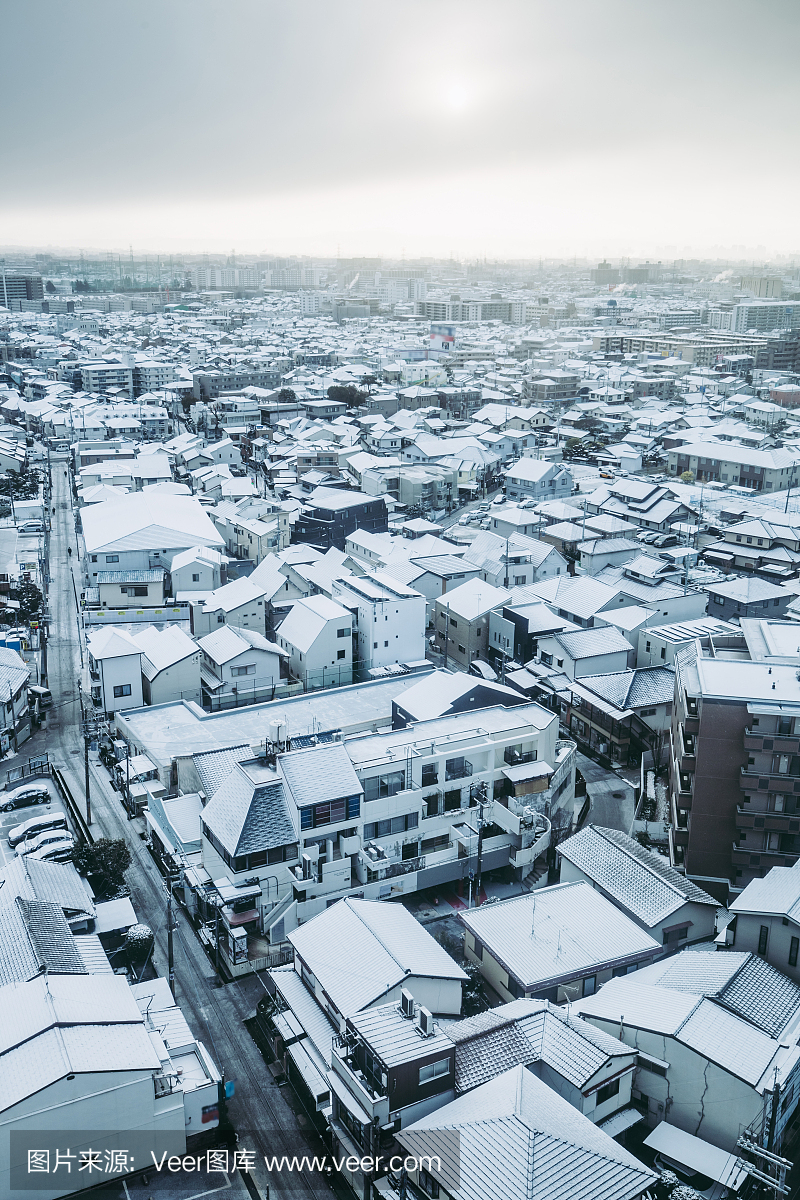 日本的冬季城市景观