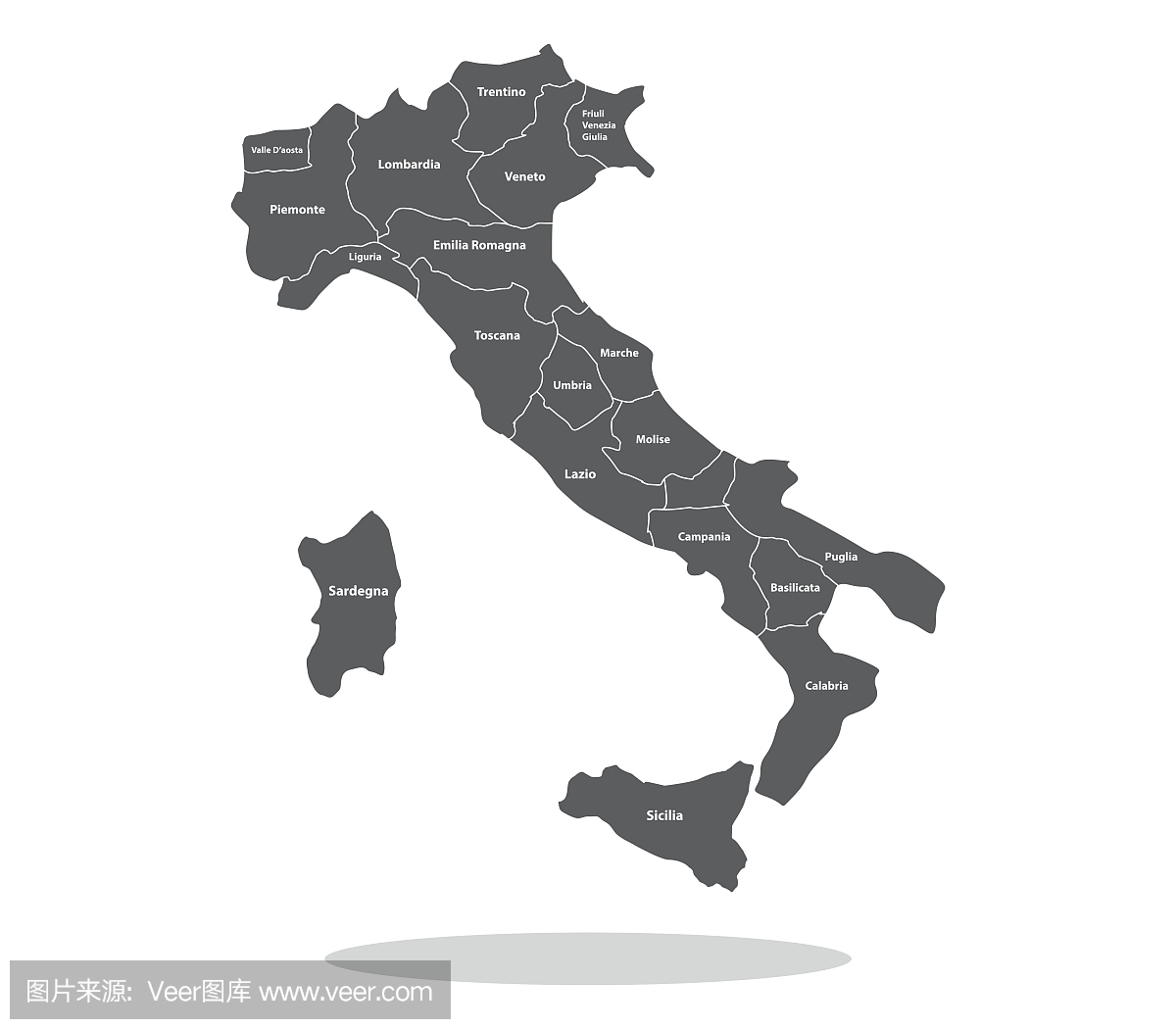 意大利地图与地区