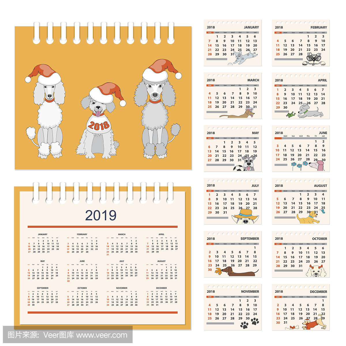 2019年2019年墙壁或桌面儿童日历