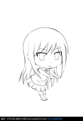 卡通小女孩手绘线稿,卡通人物图片,动漫人物图-39kb