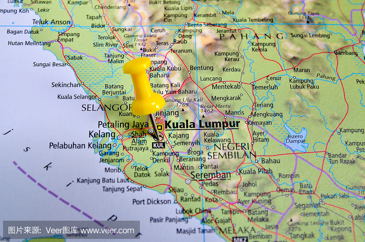 目的地吉隆坡,马来西亚在地图上的宏观形象