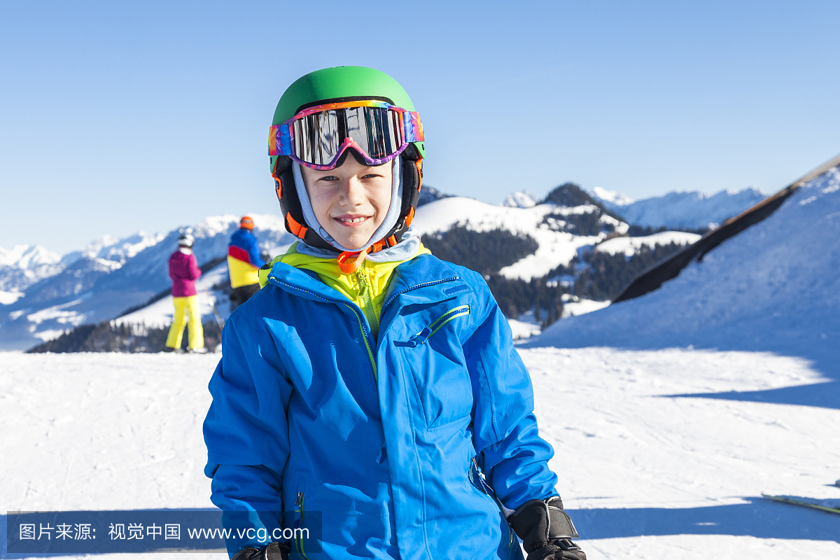 滑雪假期,滑雪服男孩肖像,Sudelfeld,巴伐利亚,