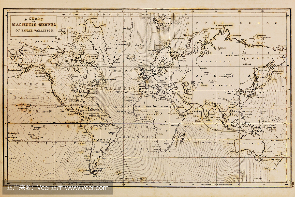 老手绘老式世界地图