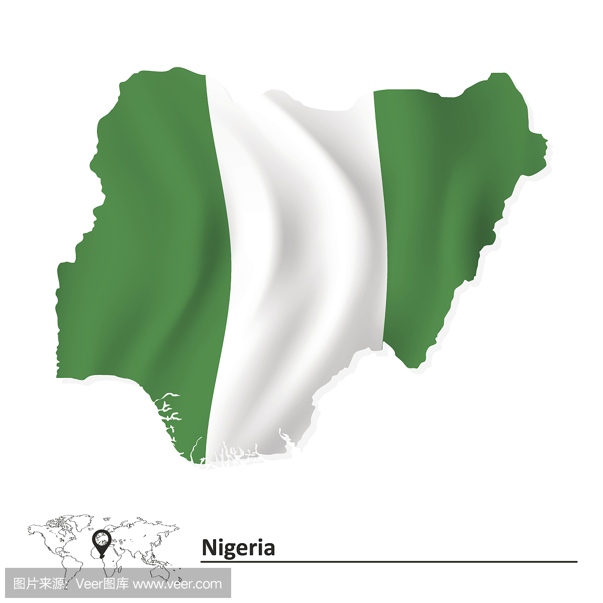 尼日利亚地图与国旗
