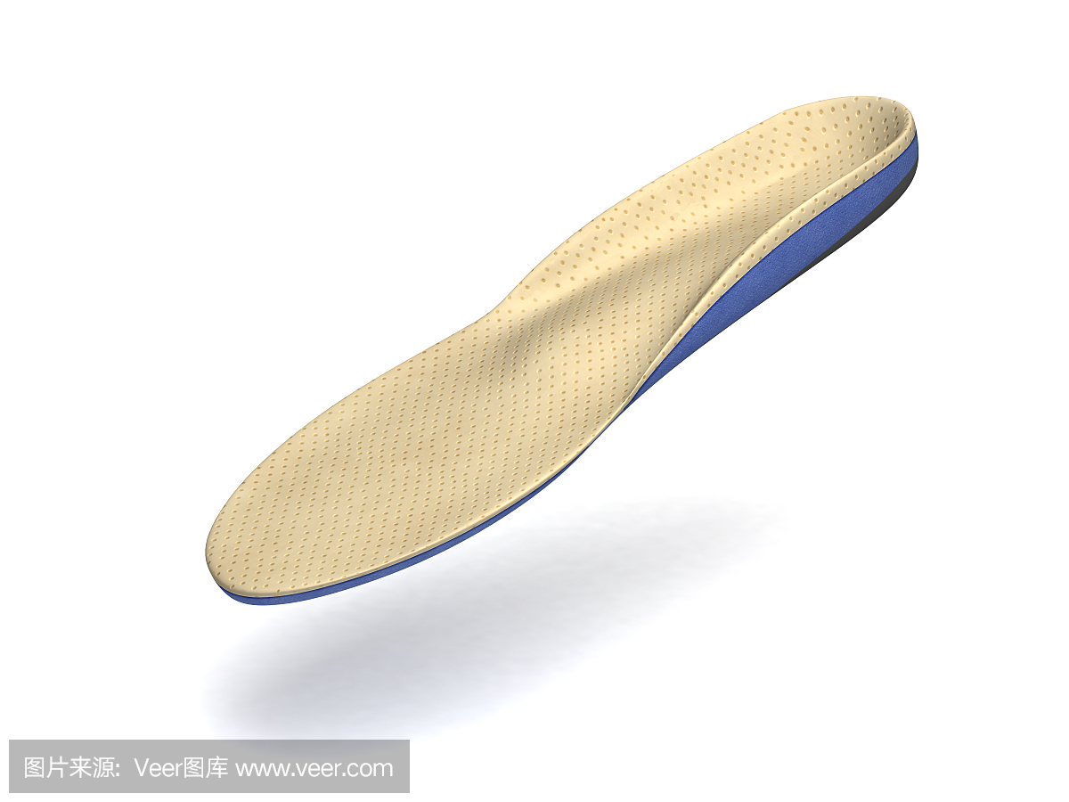 矫形鞋垫,隔绝在白色背景,3d