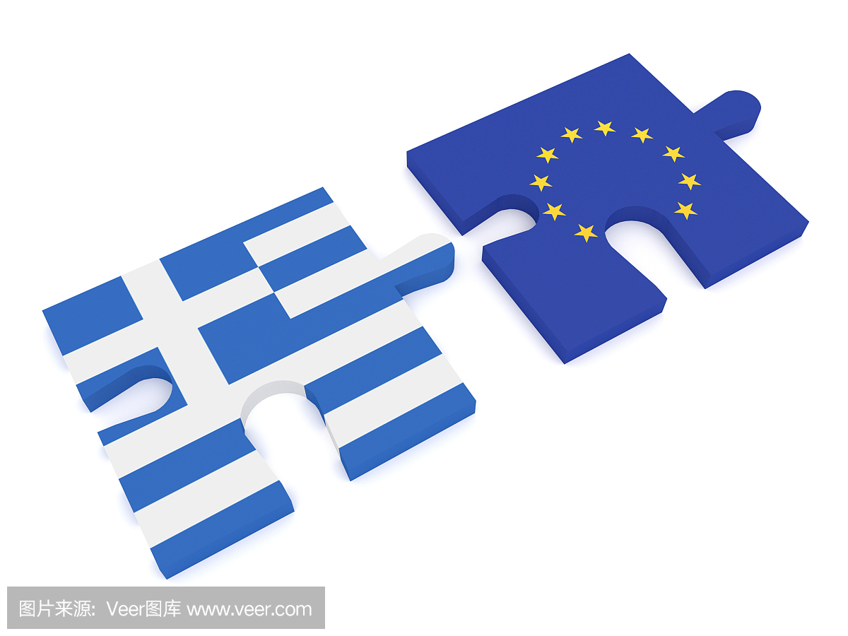 希腊和欧盟:拼图片希腊和欧盟国旗,插图