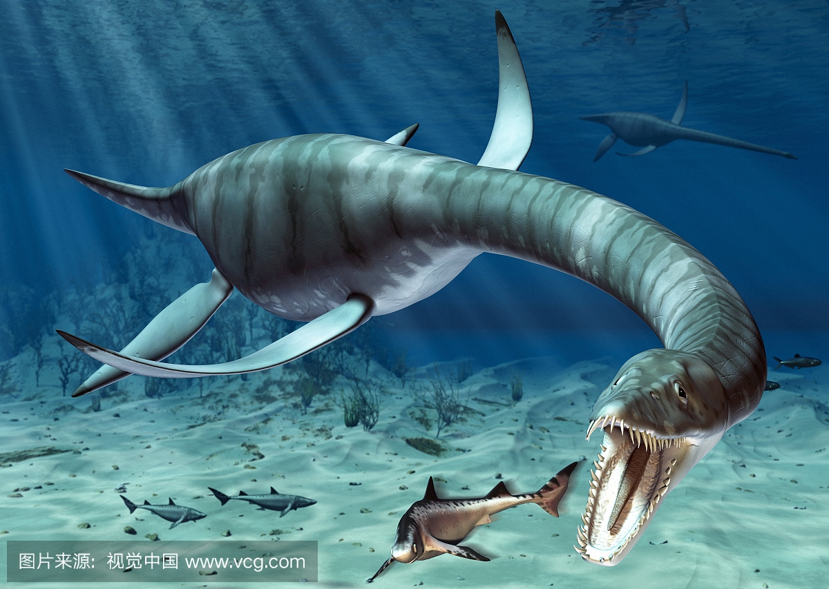 Plesiosaur attack, artwork