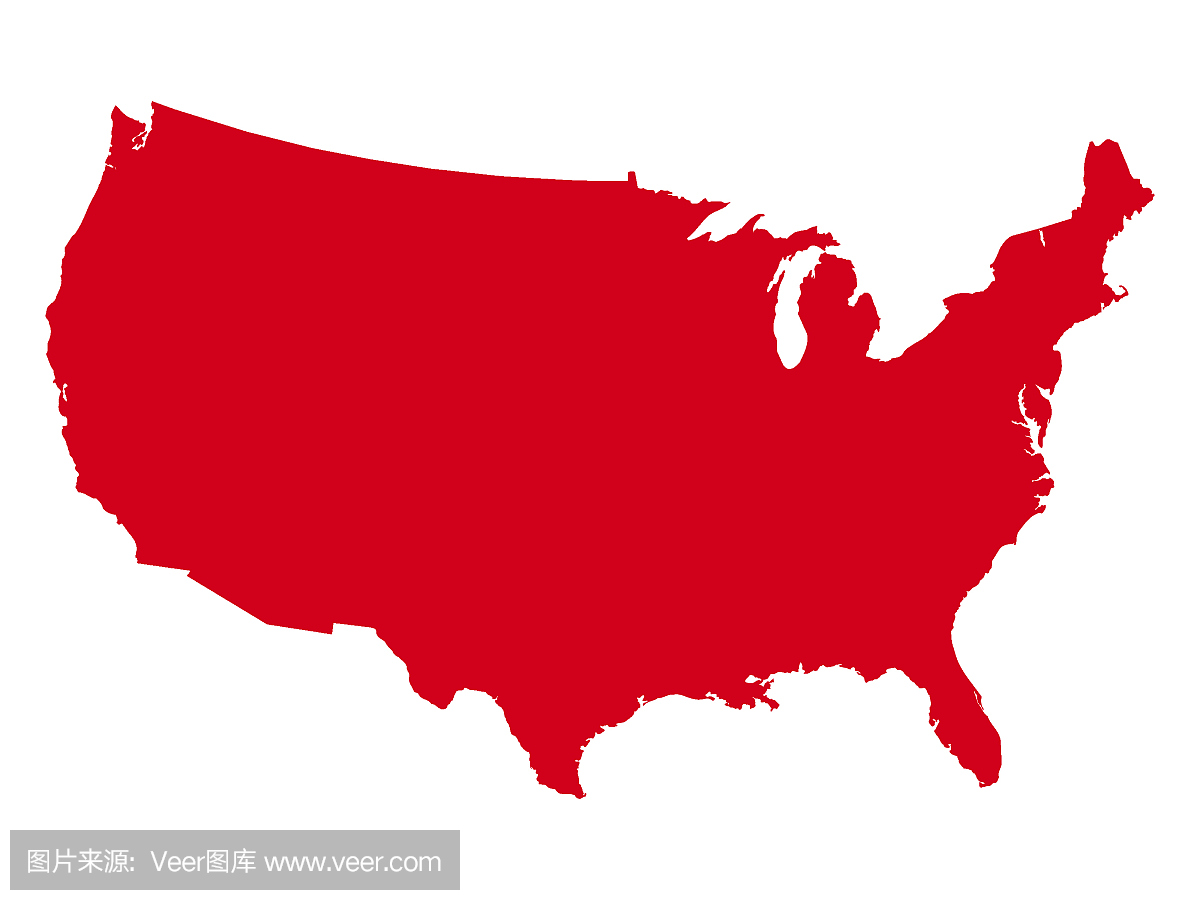 红色美国地图
