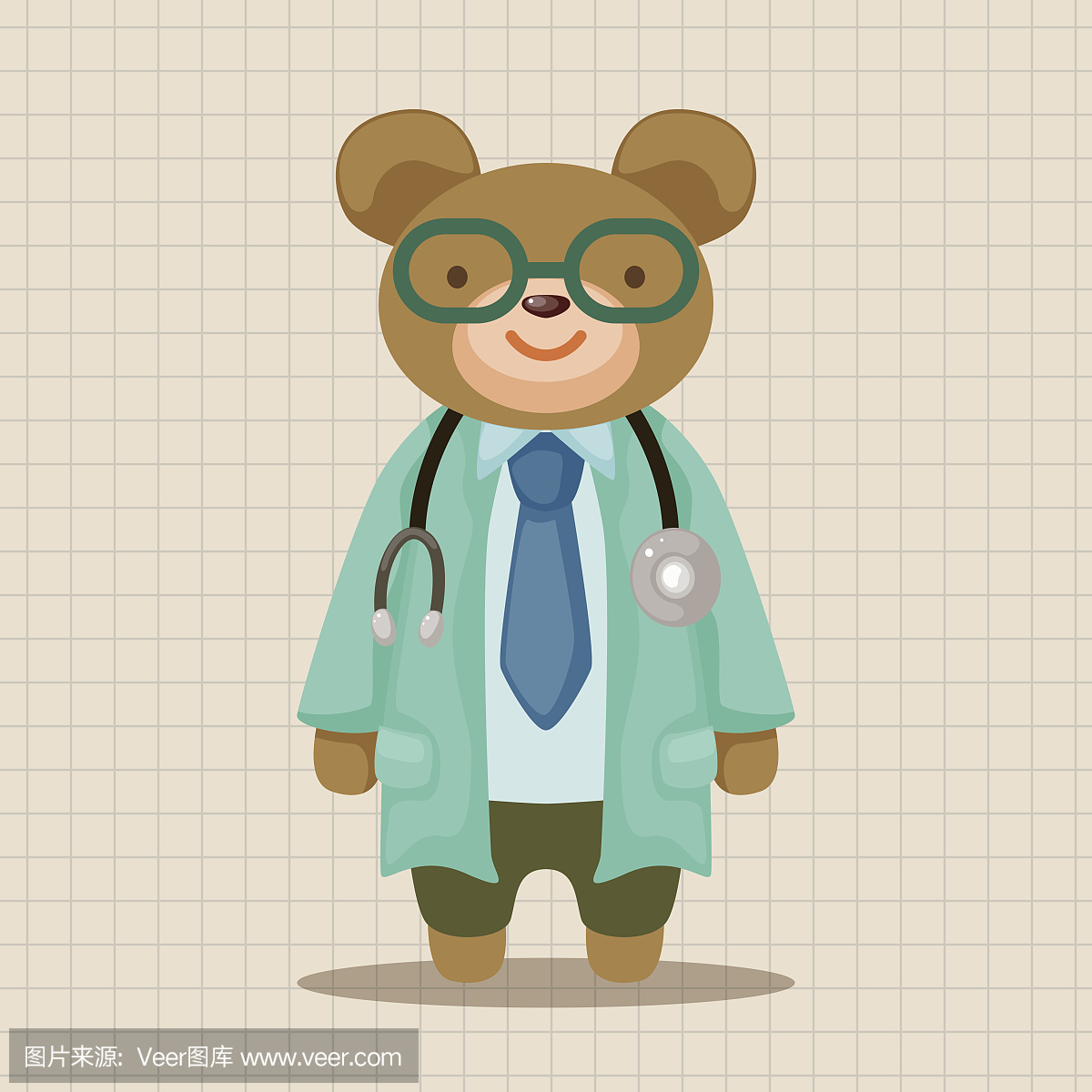 动物熊医生卡通主题元素