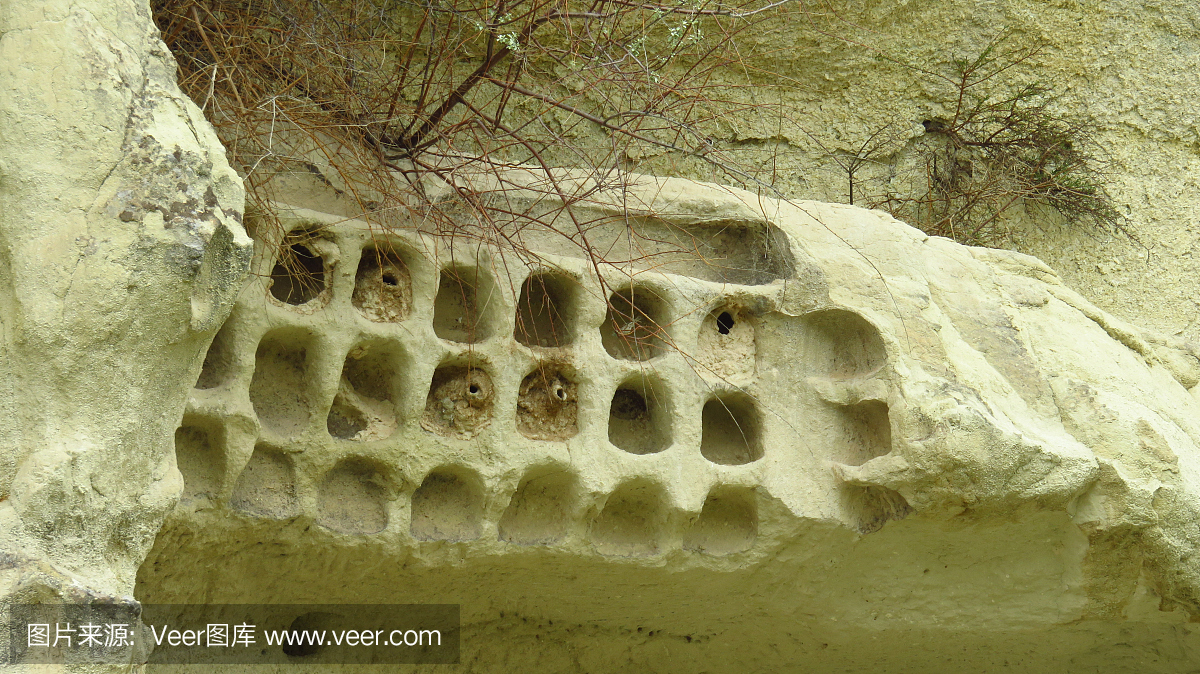 卡帕多西亚景观偏远地区的古鸽洞