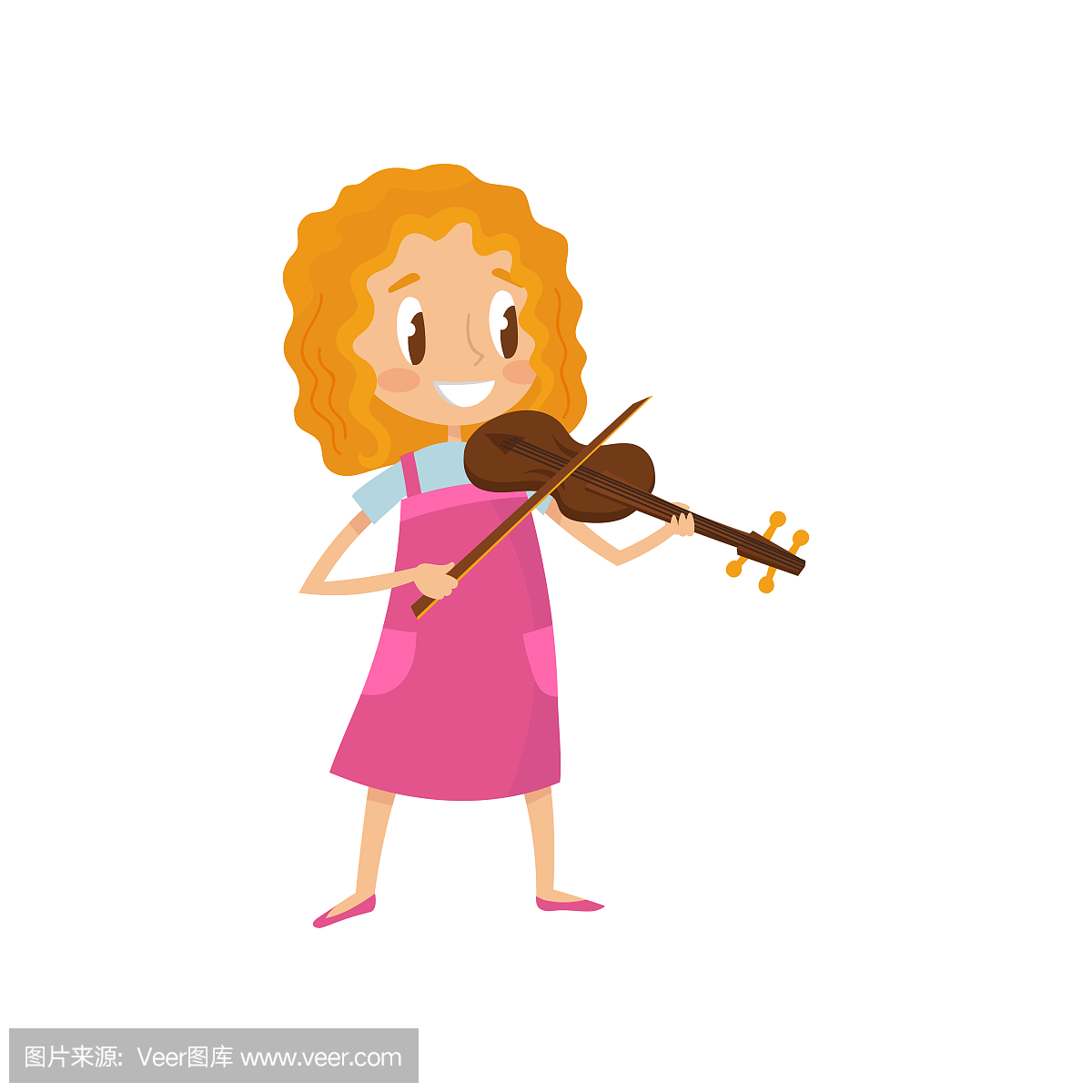 可爱的女孩,小提琴,有乐趣的小音乐家人物与乐