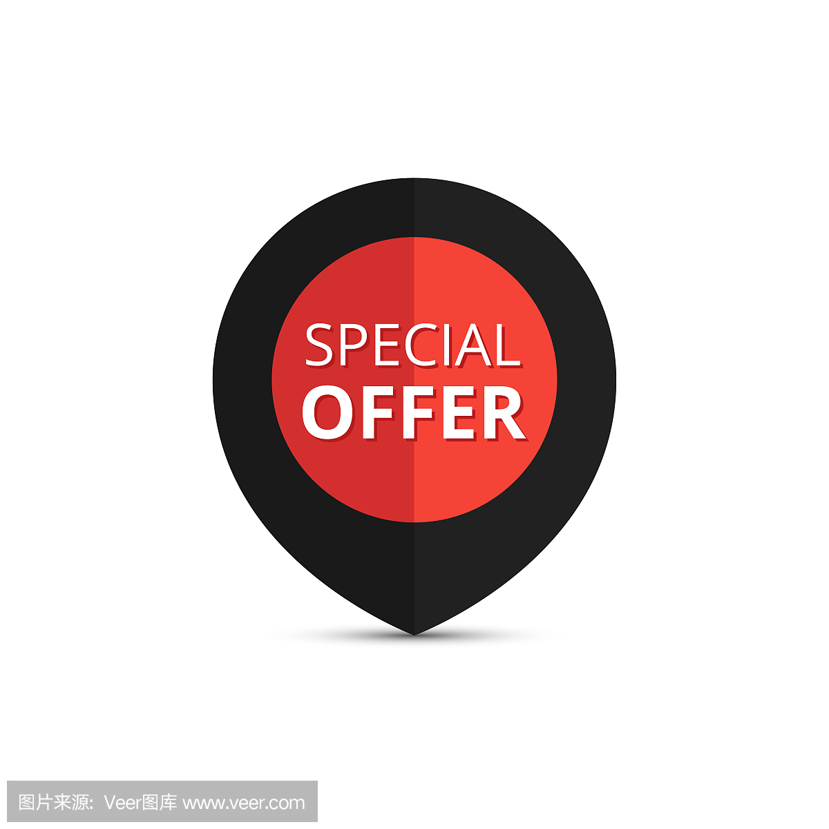 特价销售横幅。贴在黑色星期五地图上标记的符