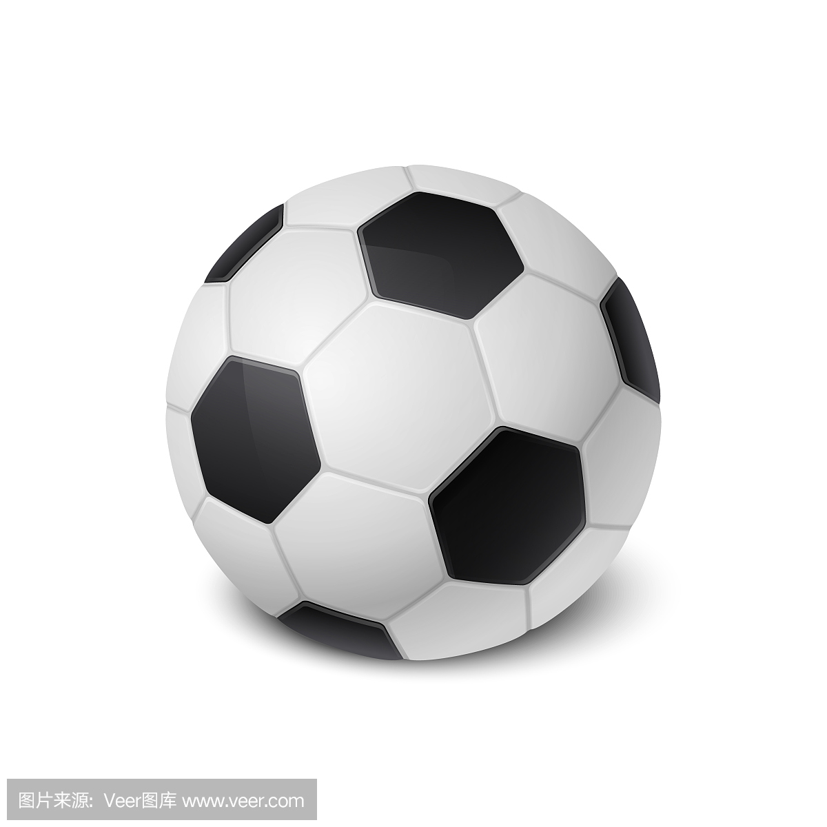 现实的矢量图孤立在白色背景上的足球球图标特