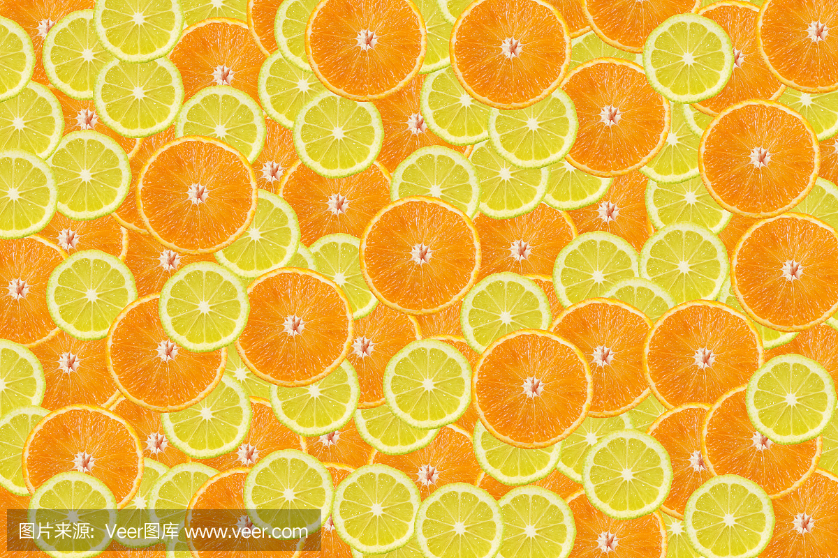 柑橘橙色和柠檬片壁纸\/背景。