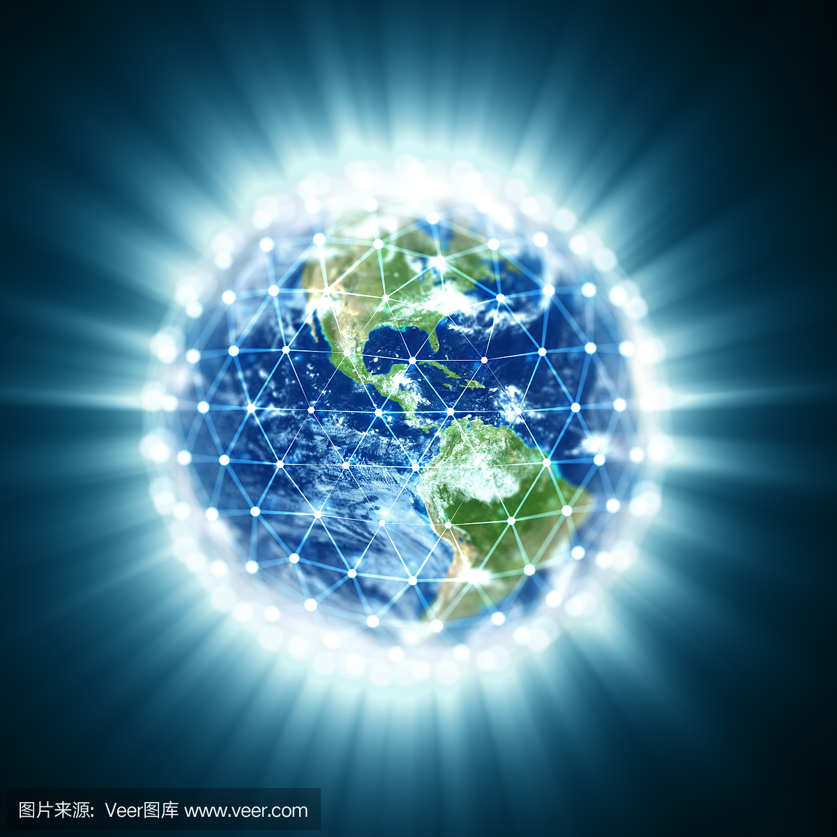 地球与全球网络。全球信息网格。世界交流