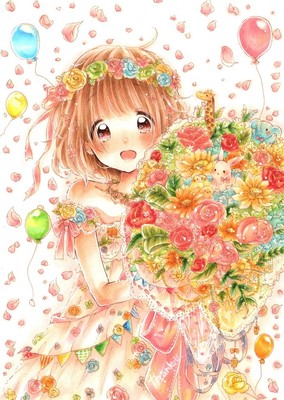 插画手绘 二次元美女 动漫 萌 壁纸 水粉画 彩铅-242kb