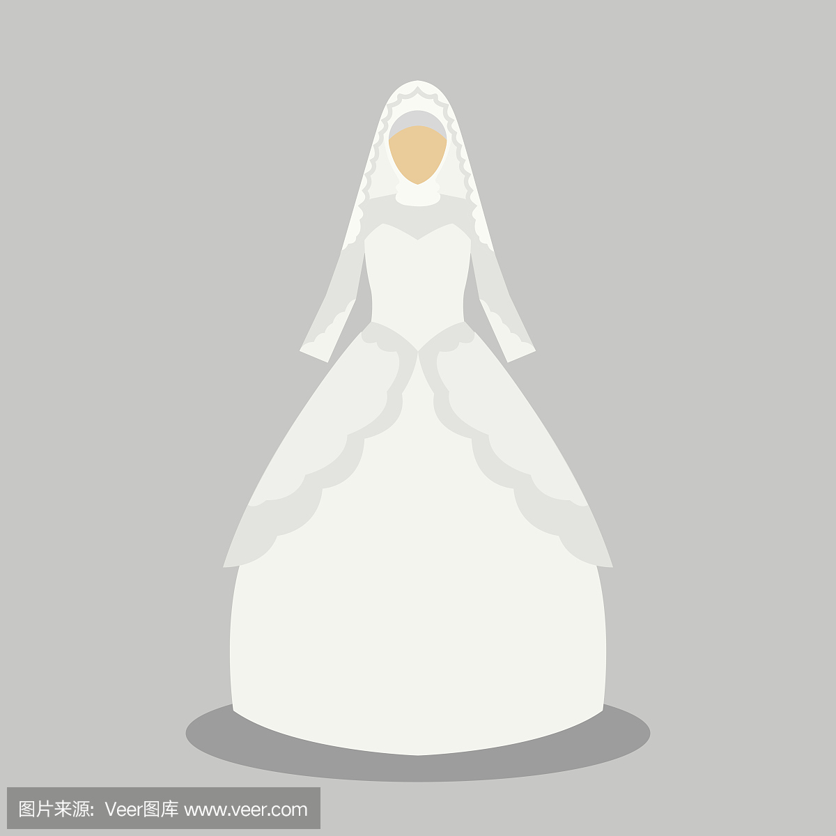 伊斯兰婚纱礼服为现代风格的穆斯林新娘。矢量