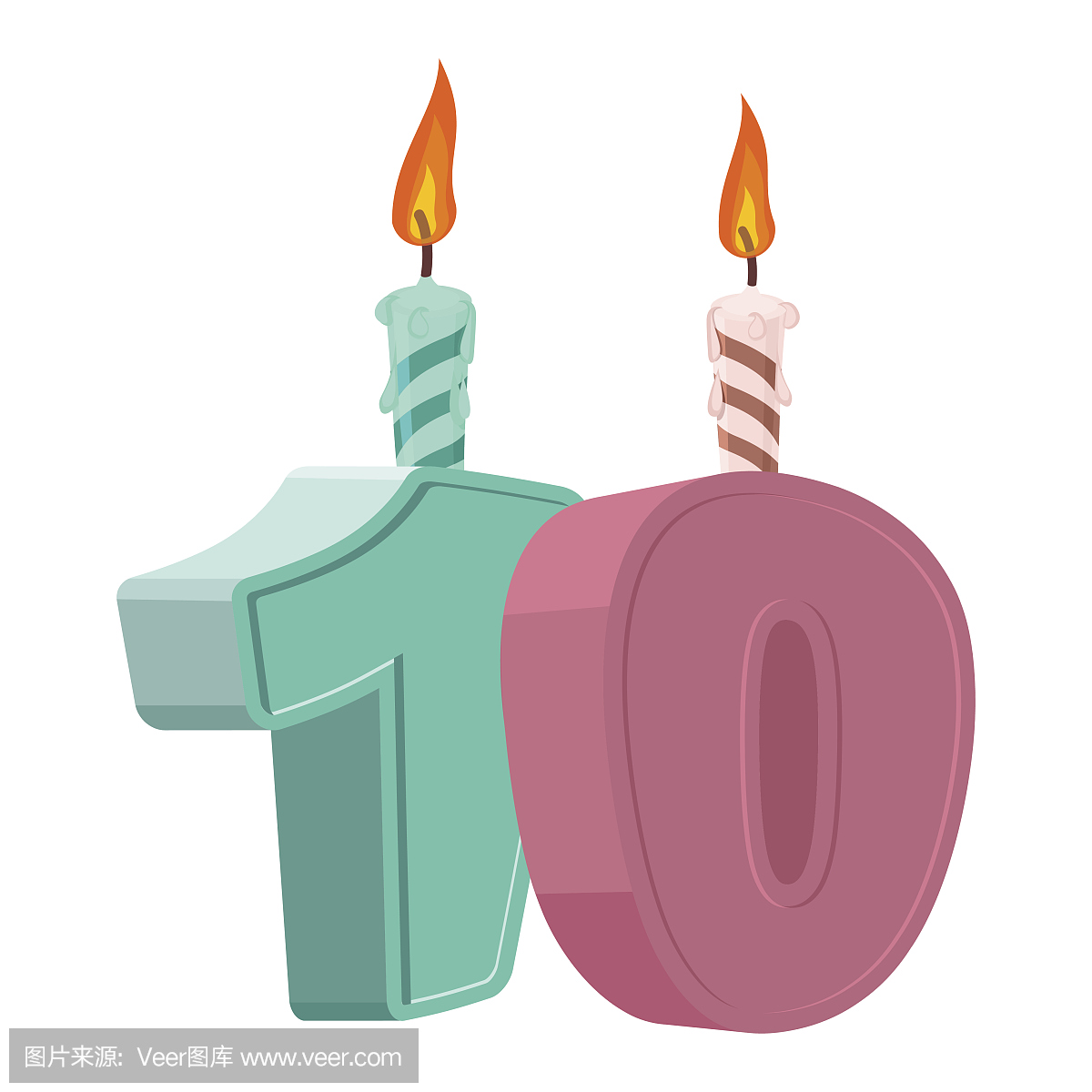 10岁生日。数量节日蜡烛为假期蛋糕。