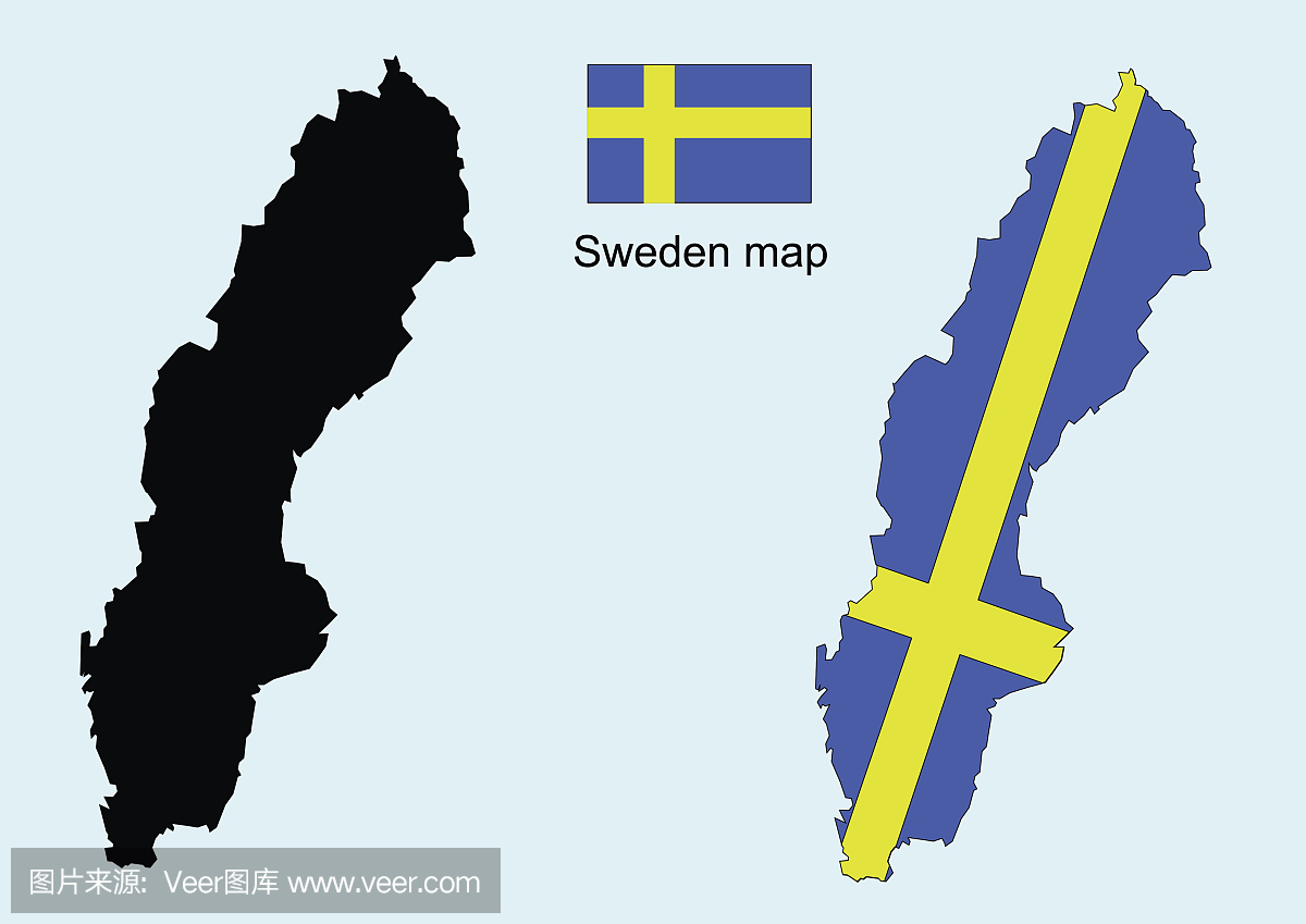 瑞典地图矢量,瑞典国旗矢量图