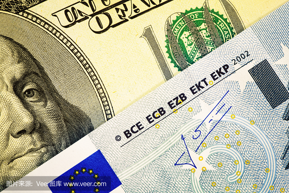 一百美元和欧盟欧元纸币