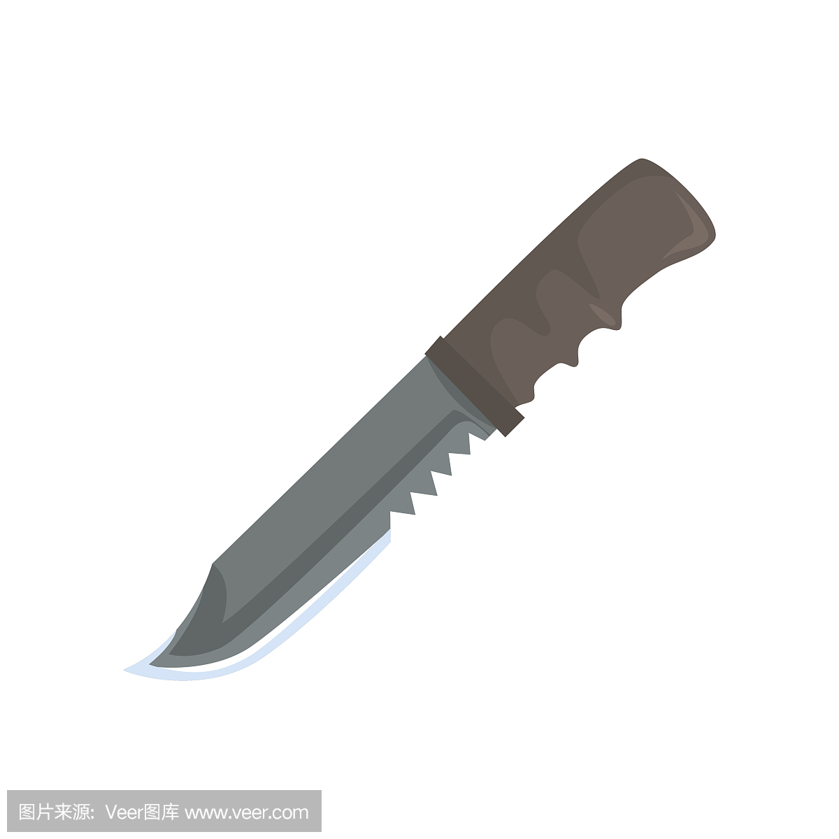 Nonfolding military knife cartoon vector Illustrati