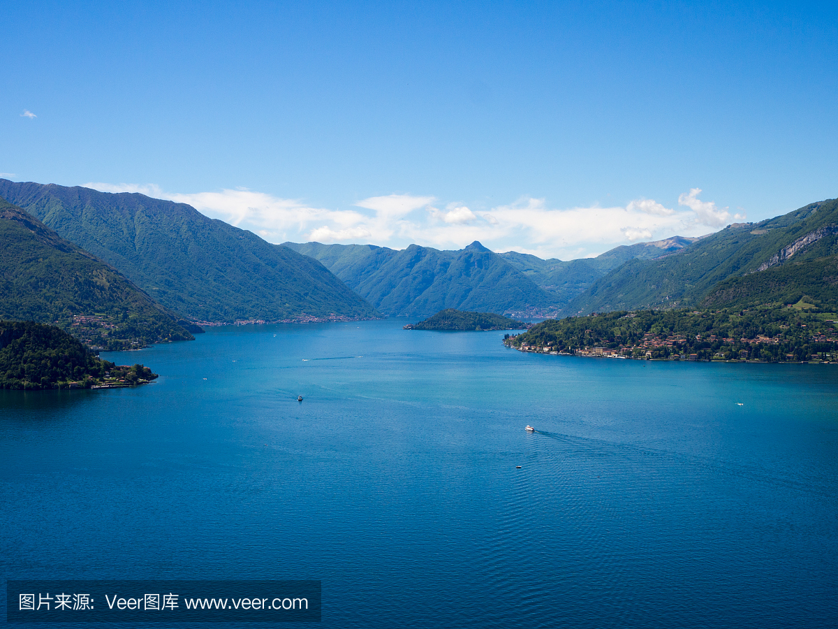 View above big beautiful lake, Como lake. Italy