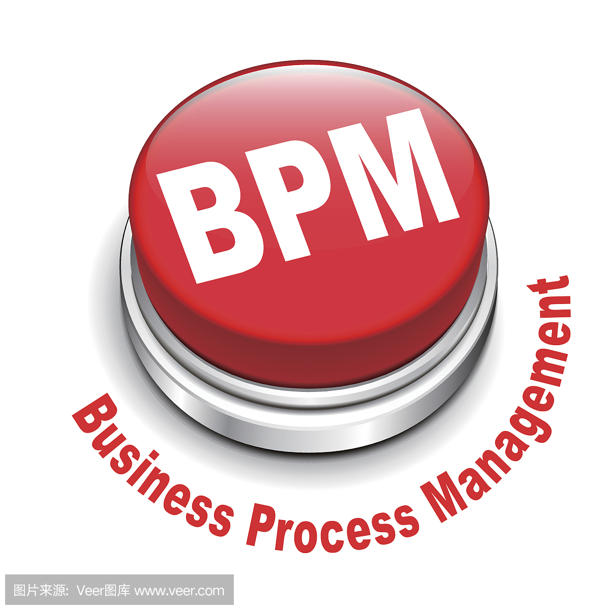 bpm业务流程管理按钮的3d插图