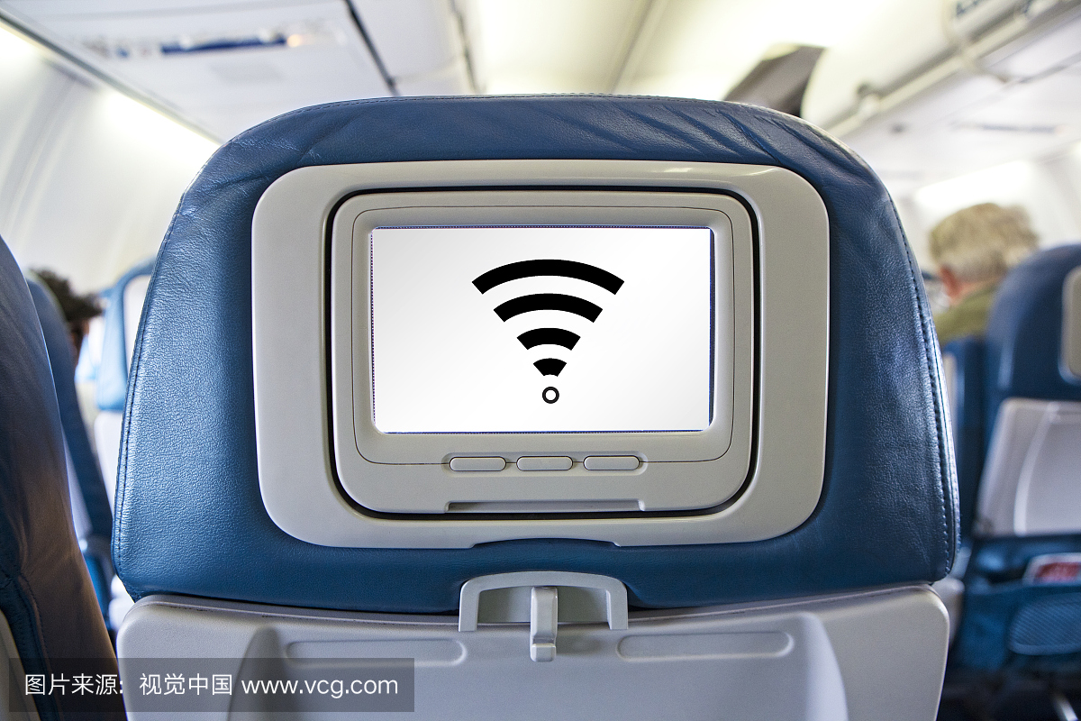 飞机座位显示器上的无线互联网符号