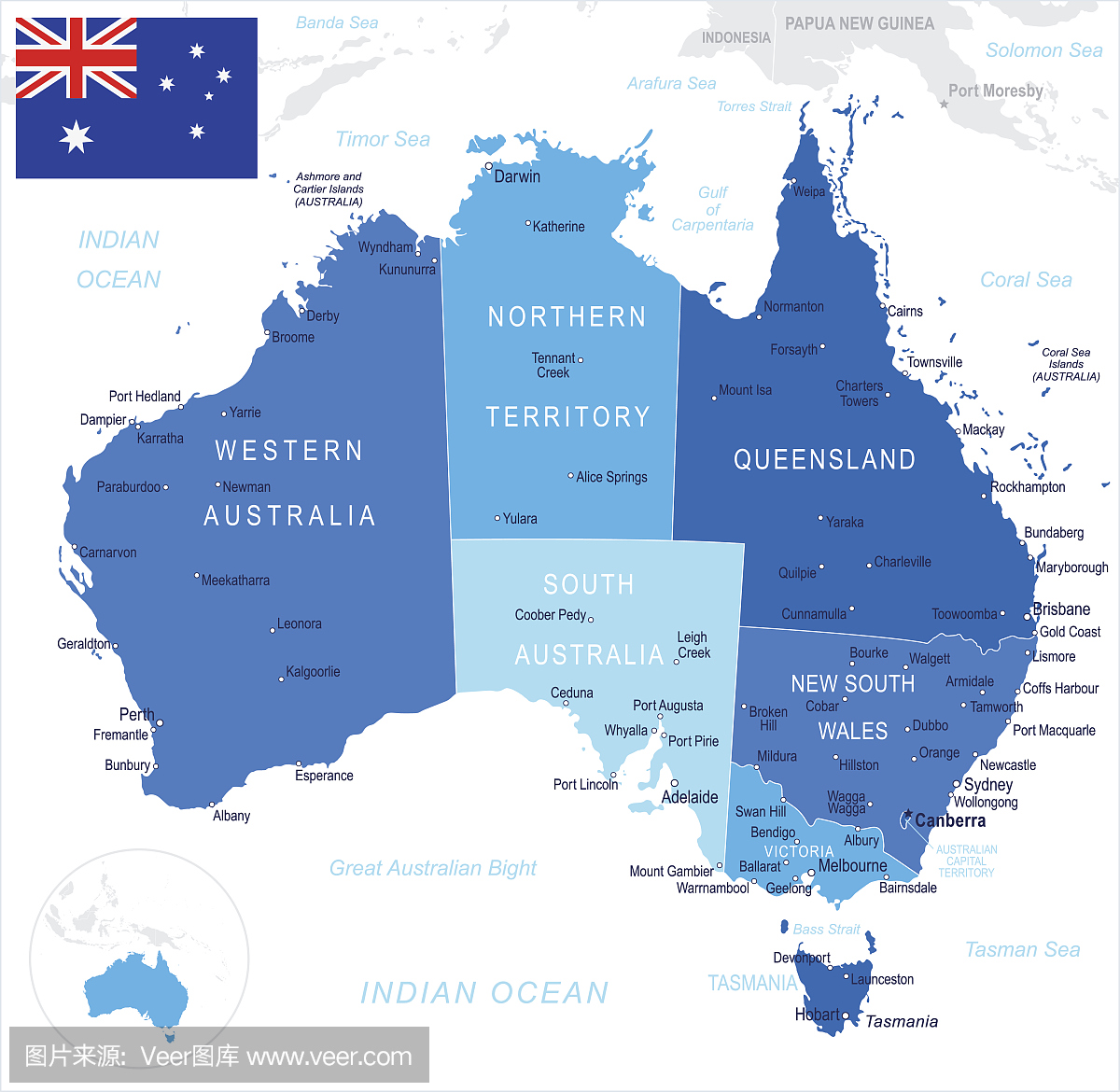 澳大利亚 - 地图和国旗?插图