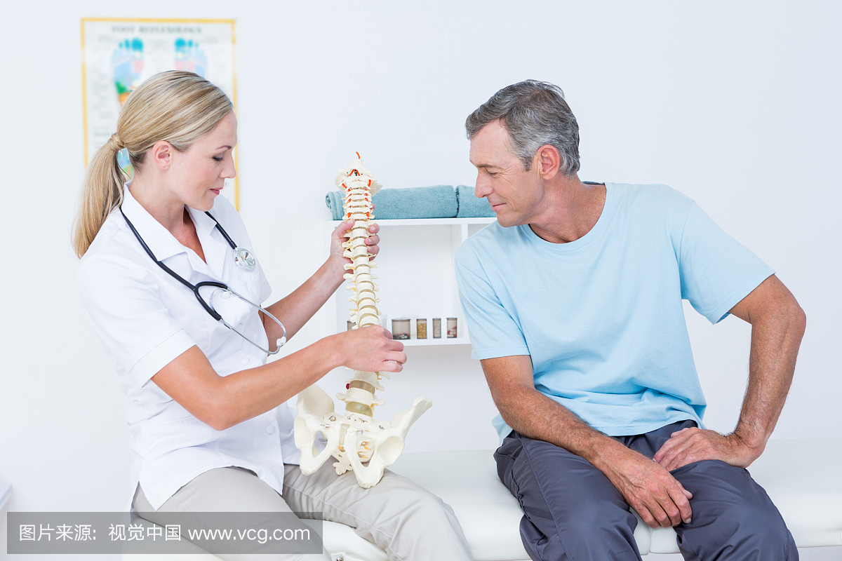 Doctor showing anatomical spine