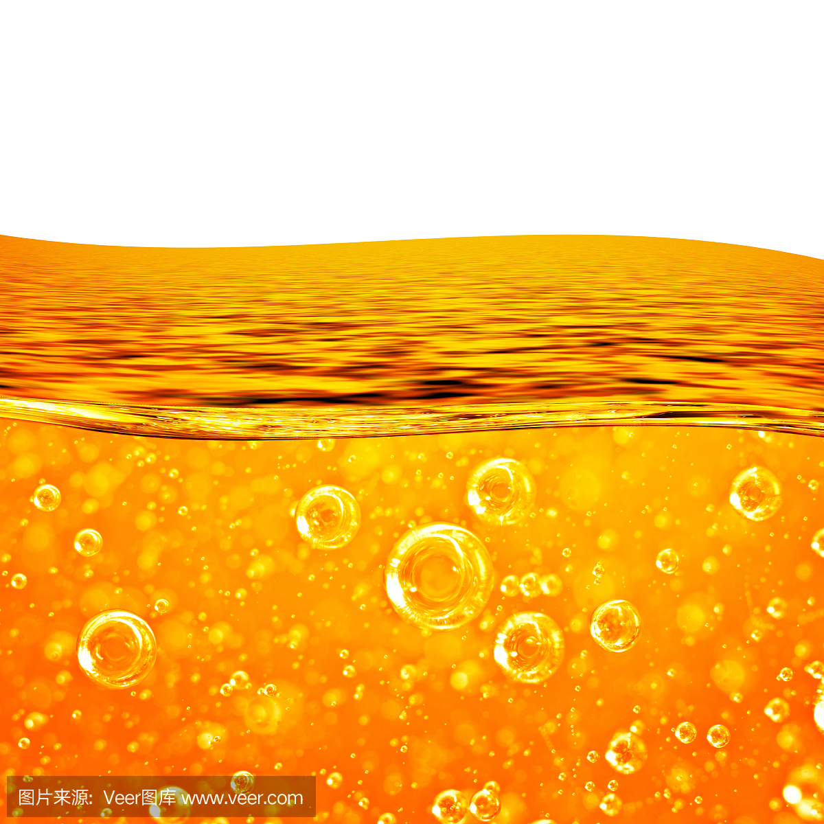液体流动橙色波浪,海,特写气泡