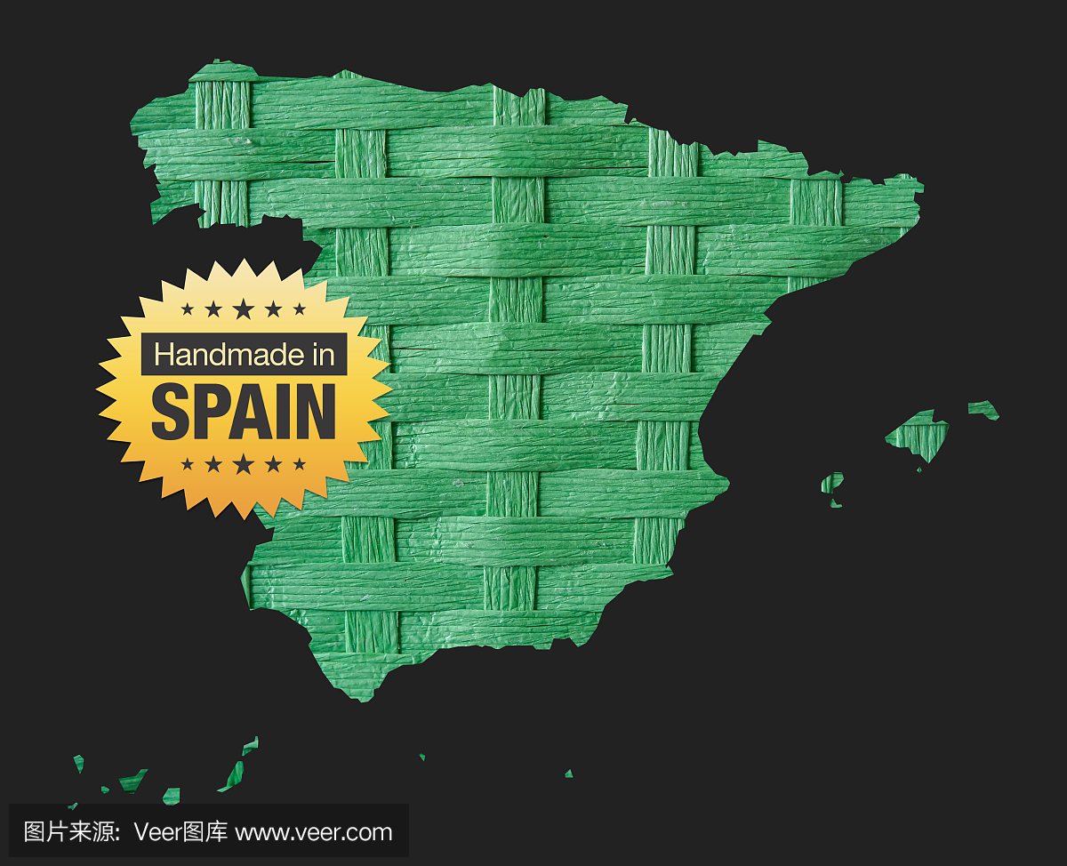 手工制作在西班牙 - 质量徽章地图插图