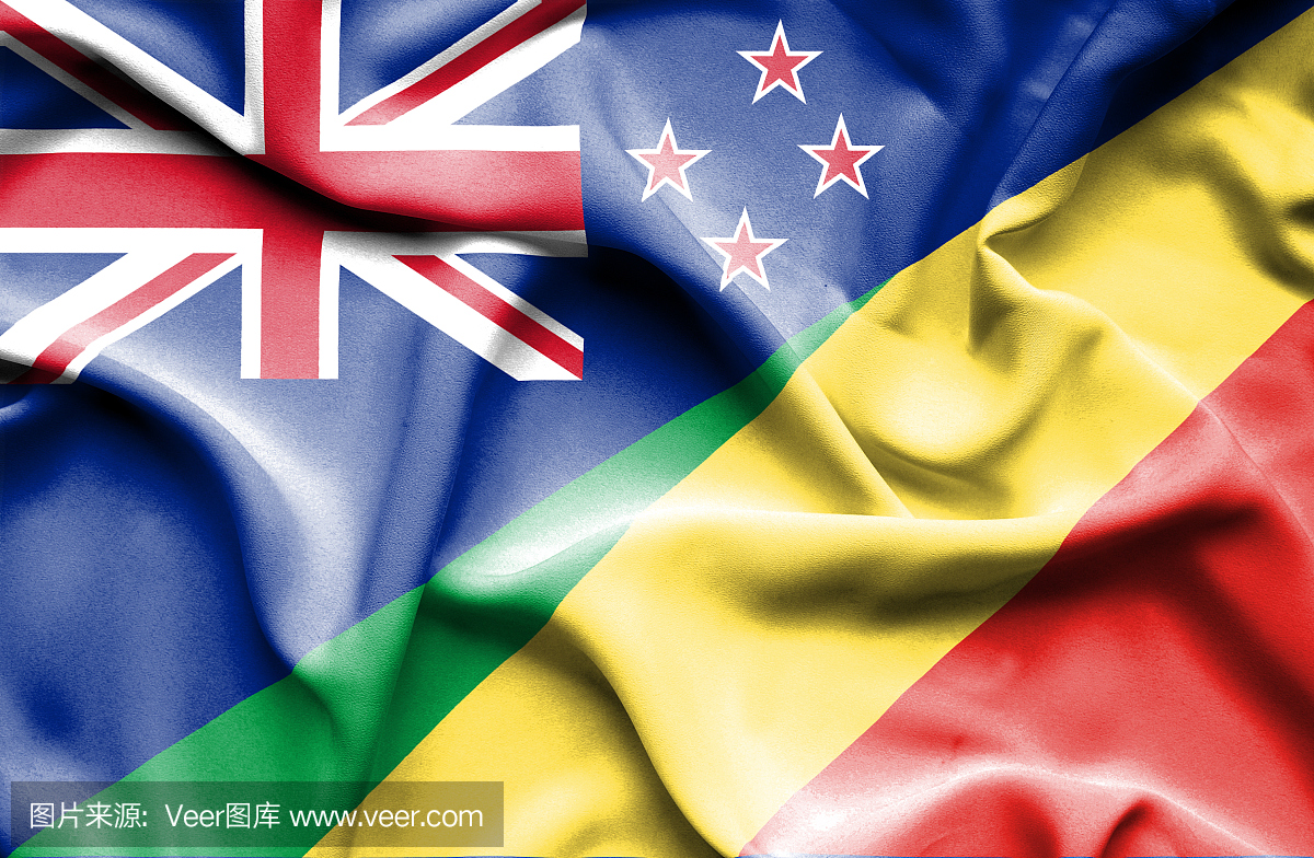 挥舞旗帜刚果共和国和新西兰