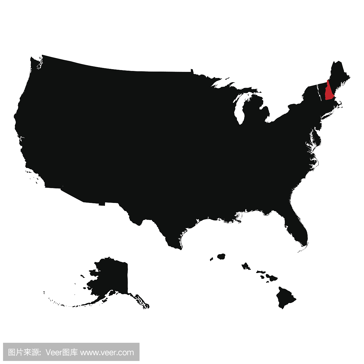 美国新罕布什尔州地图