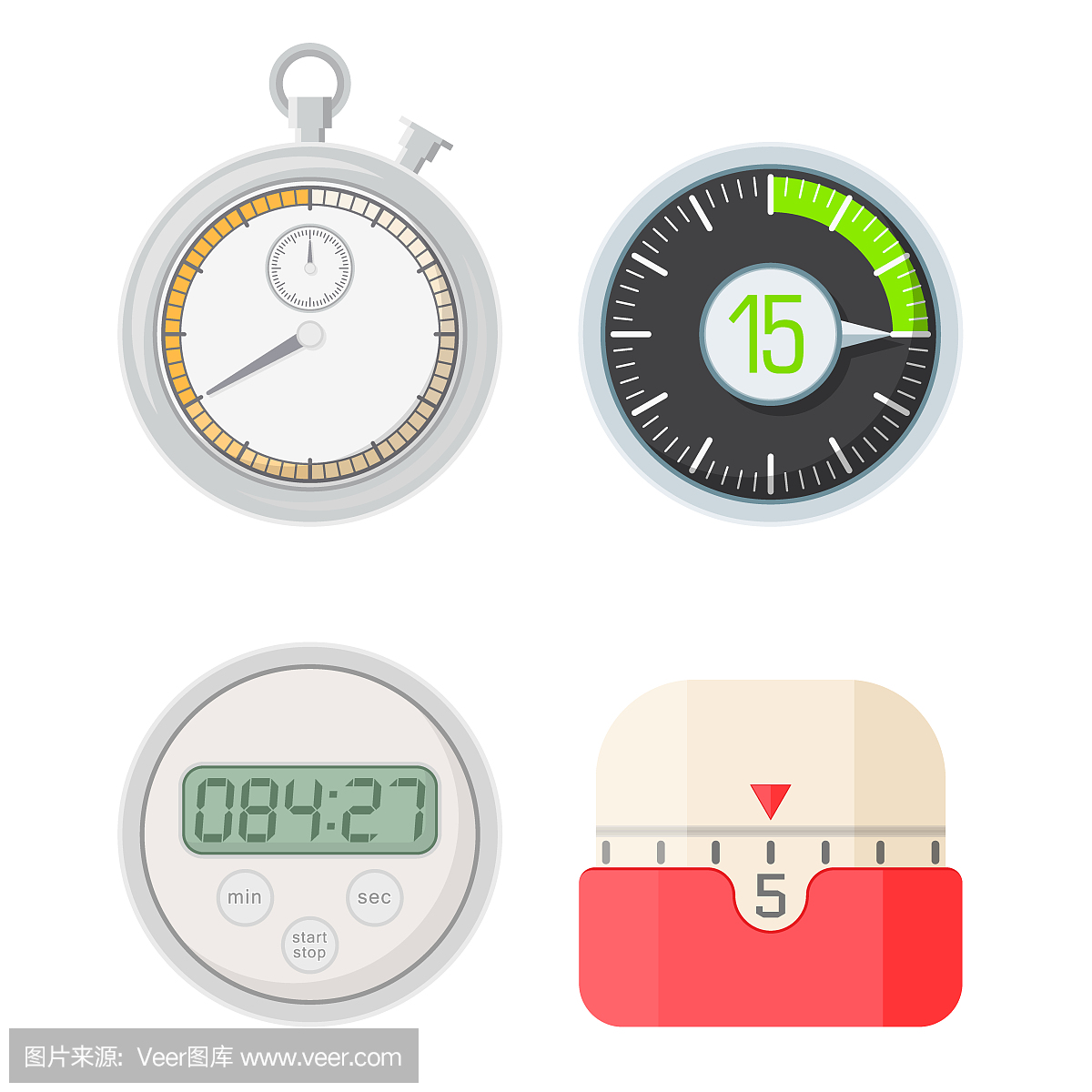 定时器时钟矢量手表秒表倒计时符号小时插图时