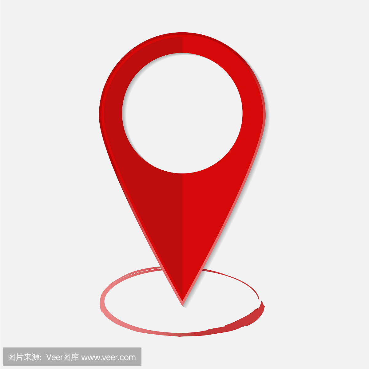 在地图上定位的矢量图像。标记GPS图标。红