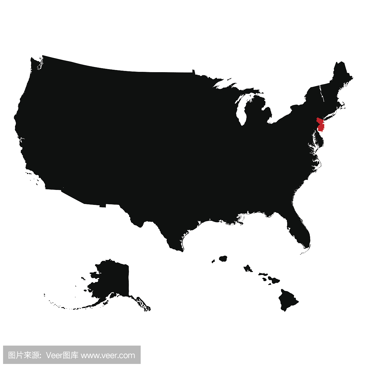 美国新泽西州的地图
