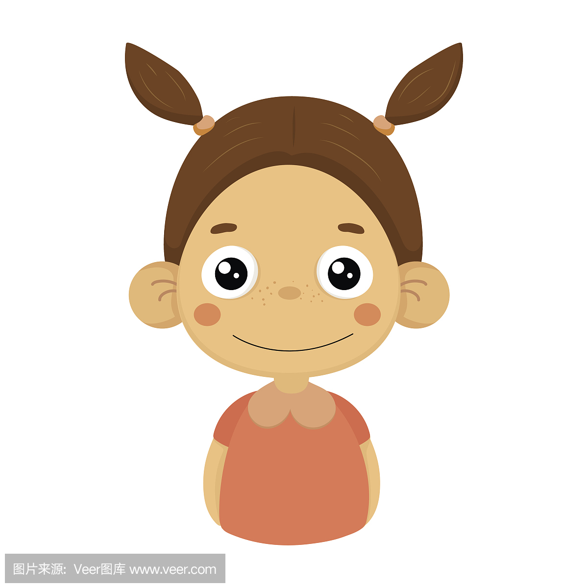 内容微笑小女孩平面卡通肖像表情符号与情感面