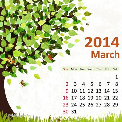 2014年3月日历模板 2014年3月日历模板