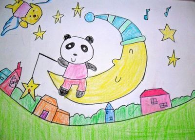 月亮走我也走/少儿绘画作品/儿童画/网络美术馆-62kb