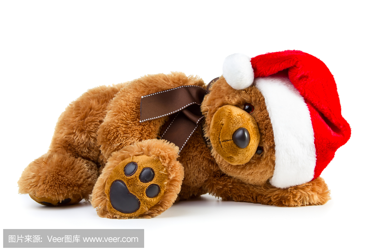 玩圣诞老人帽子的玩具玩具熊