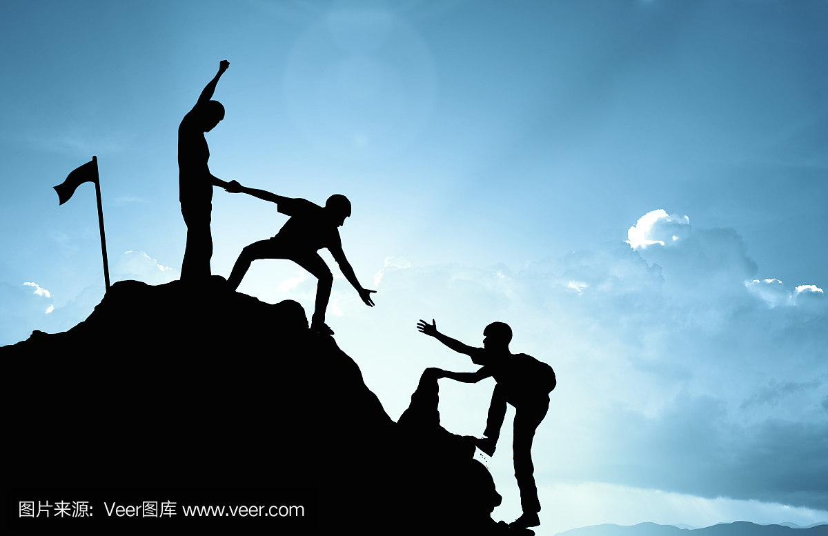 攀登帮助团队合作,成功概念