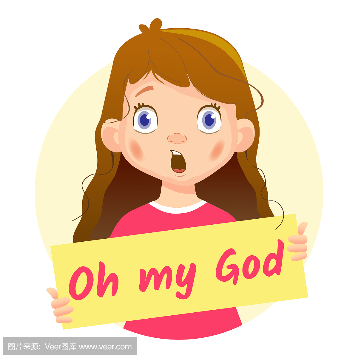 Girl holding Oh my God poster-surprised