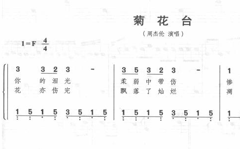 菊花台钢琴谱简谱双手图片