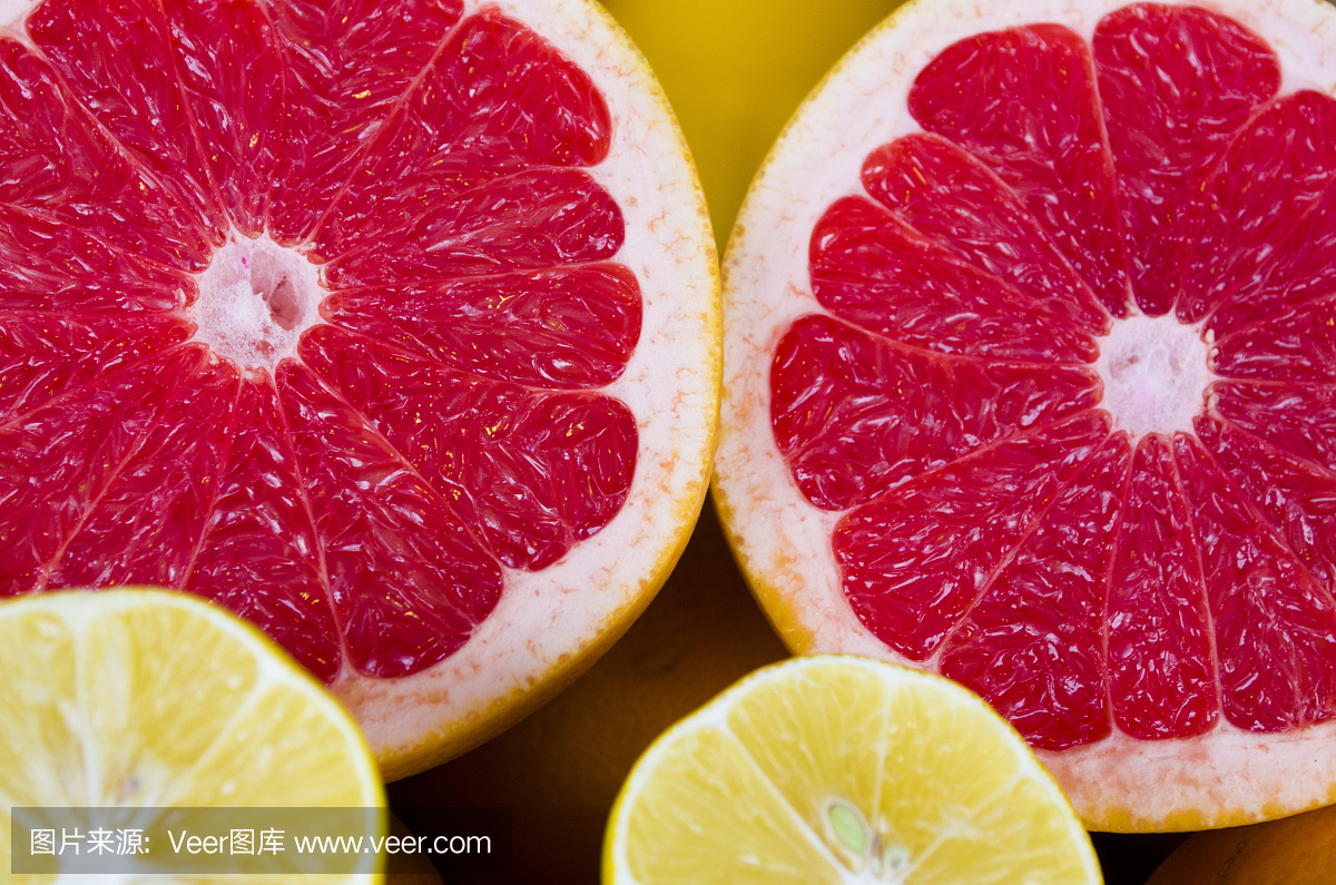 新鲜的柑橘水果分类不同的柑橘类水果食品背景