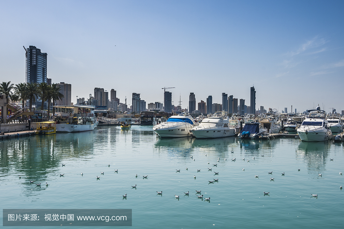 在海滨购物中心,科威特市,科威特,中东的游艇港口